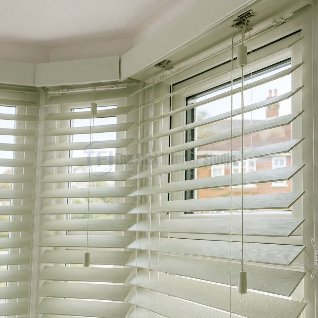 Best Venetian blinds installed in a bay window for precise light control in Pakistan