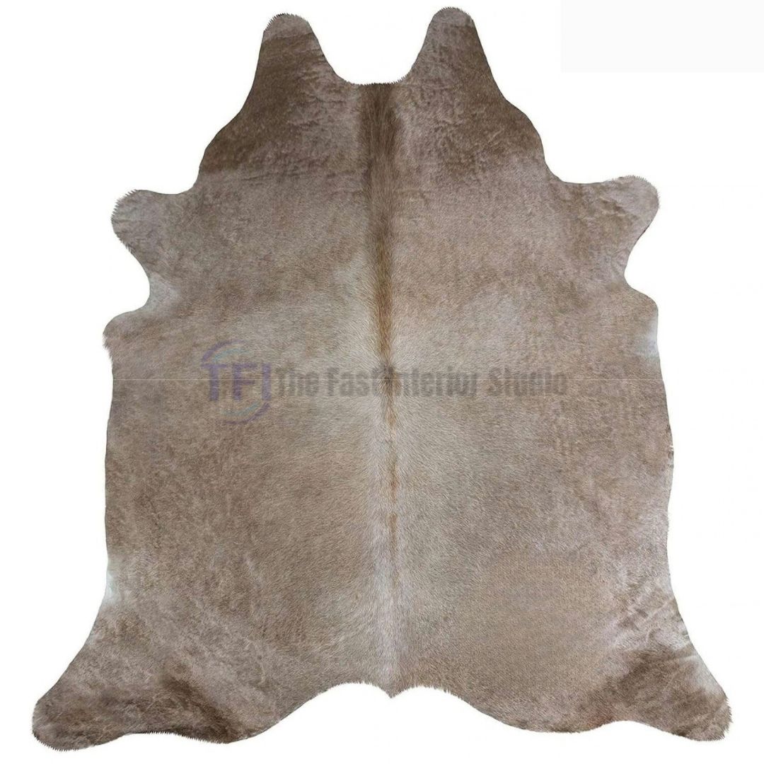 Customized beige genuine cowhide rug in Lahore