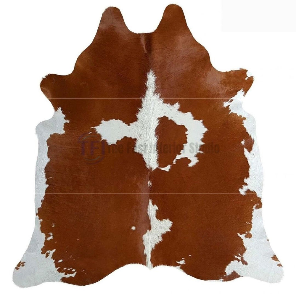 Customized brown and white genuine cowhide rug in Pakistan