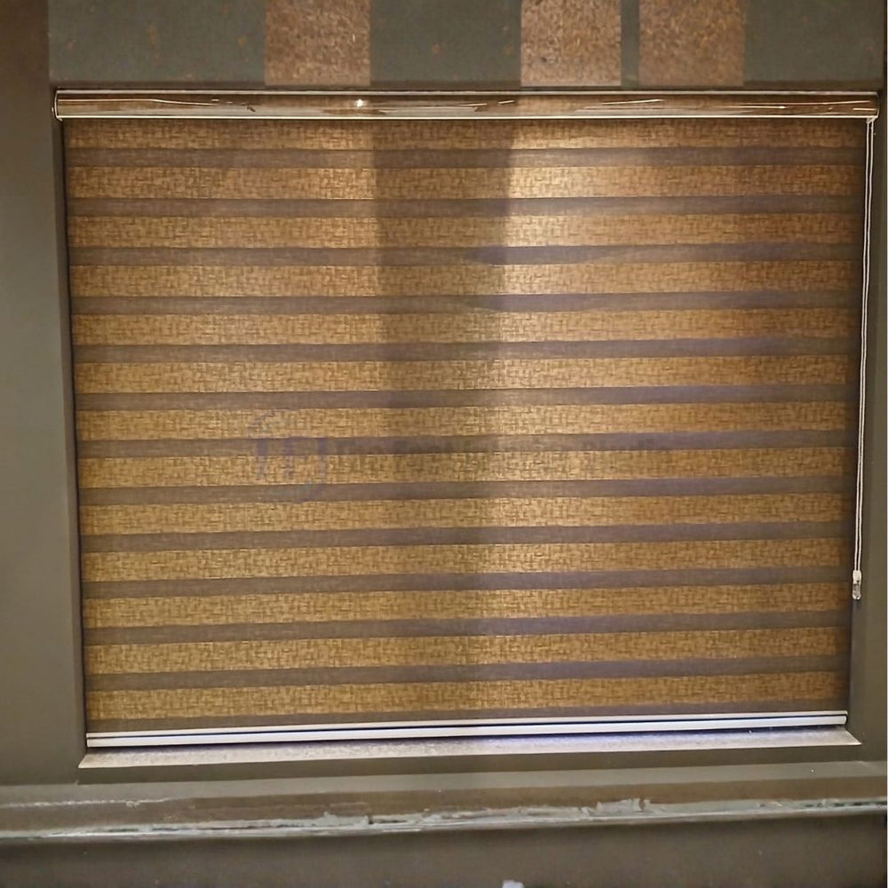 Elegant bronze textured zebra blinds providing daytime light filtering