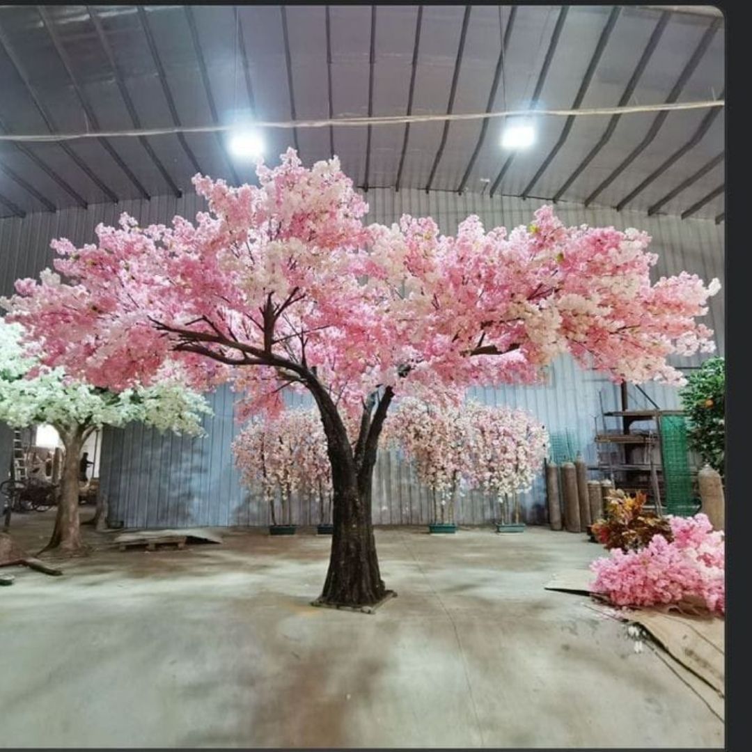 The best large artificial pink cherry blossom tree featuring an expansive canopy and sturdy square base in Pakistan | The Fast Interior Studio