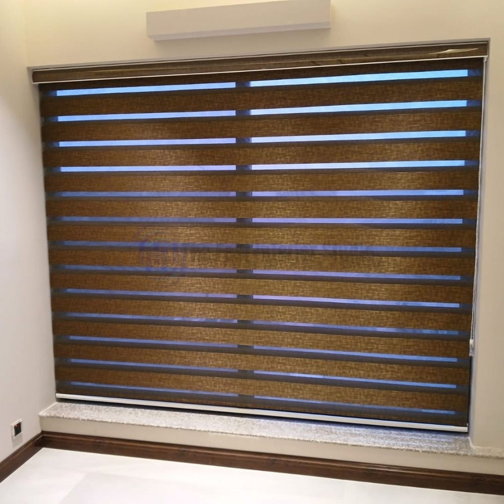 Wide premium zebra blinds fully installed in a contemporary Islamabad home | The Fast Interior Studio